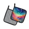 Colorful Gypsophila Pair of Pot Holders Kitchen Heat Resistant Pot Holders Sets Oven Hot Pads for Cooking Baking BBQ, 7 1/2 x 7 1/2