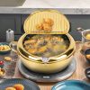 Golden 304 stainless steel deep fryer with built-in rotating thermometer (20cm, 24cm, 28cm)