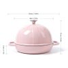 HAWOK Cast Iron Bread Cloche, Dia. 7.8inch/20cm, Sourdough Baking Pan Enameled Pink