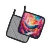 Colorful Astilbe Pair of Pot Holders Kitchen Heat Resistant Pot Holders Sets Oven Hot Pads for Cooking Baking BBQ, 7 1/2 x 7 1/2