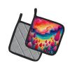 Colorful Celosia Pair of Pot Holders Kitchen Heat Resistant Pot Holders Sets Oven Hot Pads for Cooking Baking BBQ, 7 1/2 x 7 1/2