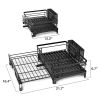 Expandable Dish Drying Rack, Large Dish Rack for Kitchen Counter, Stainless Steel Dish Drainer with Drainboard