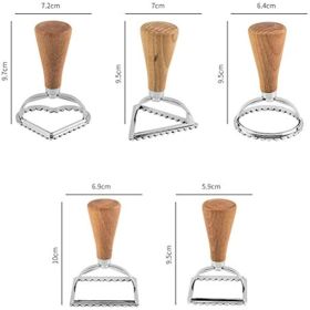 5pcs; Geometric Cookie Cutters; Stainless Steel Candy Mold With Wooden Handle; Biscuit Molds; Square Round Heart Shaped Chocolate Cutters; Cake D