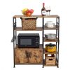 Multiuse 5-Tier Metal Kitchen Bakers Rack, Microwave Storage Rack Oven Stand with Wine Storage Organizer Workstation