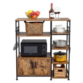 Multiuse 5-Tier Metal Kitchen Bakers Rack, Microwave Storage Rack Oven Stand with Wine Storage Organizer Workstation