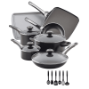 17-Piece High Performance Nonstick Aluminum Pots and Pans Set, Cookware Set, Black