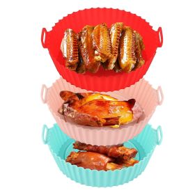 3Pcs Reusable Foldbale Air Fryer Silicone Pot 464°F Heat Resistant Round Replacement of Parchment Liners 3 Food Grade Baking Basket Pans for 4+Quart A
