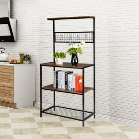 Artisasset Kitchen Bakers Rack, Coffee Bar, Microwave Oven Stand with High Display Shelf, for Spice Rack Organizer Workstation with 10 Hooks