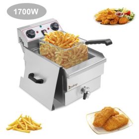 8.5QT/8L Total Capacity 12.5qt/11.8l Stainless Steel Faucet Single Tank Deep Fryer 1700W Max