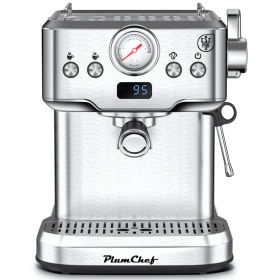 1350W Semi-automatic Coffee Machine 20Bar Professional Concentrated Coffee Maker with Milk Foamer, Single Shot and Double Shot