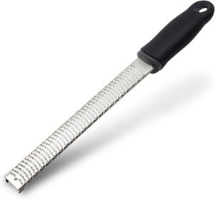 Lemon Zester, Stainless Steel Kitchen Cheese Grater, Plastic Cover Ergonomic Soft Black Handle