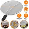 Grease Splatter Screen 13in Stainless Steel Fine Mesh Splash Mesh Shield Hot Oil Stopper w/ Resting Feet For Frying Pan Cooking Woks Skillets Pots Pan