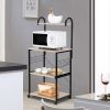 FCH Upgrade Multiuse 4-Tier Metal Kitchen Bakers Rack, Artisasset Microwave Storage Rack Oven Stand with Wine Storage Organizer Workstation RT