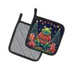 Frog Christmas Pair of Pot Holders Kitchen Heat Resistant Pot Holders Sets Oven Hot Pads for Cooking Baking BBQ, 7 1/2 x 7 1/2