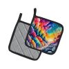 Colorful Dusty Miller Pair of Pot Holders Kitchen Heat Resistant Pot Holders Sets Oven Hot Pads for Cooking Baking BBQ, 7 1/2 x 7 1/2