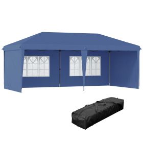 Out sunny 10' X 20' Pop Up Canopy Tent With 4 Sidewalls, Heavy Duty Tents For Parties, Outdoor Instan (Color: Blue)
