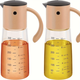 Oil & Vinegar Dispenser Condiment Dispensing Kitchen Cruet For Barbecue, Cooking, Baking, Roasting, Grill Nude 10 oz Non-Drip Spout Oil Dispenser Set (Option: Two pcs)