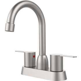 2 Handles Bathroom Sink Faucet, Brushed Nickel Center rest RV Bathroom Faucets For 2 3 Hole (Option: Brushed Nickel)