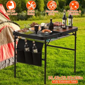 35.43 x 23.62 x 26in Foldable Camping Table Collapsible Picnic Aluminum Alloy Grill Stand 66 LBS Max Load Height Adjustable BBQ Table With Adjustable (Option: As pic)