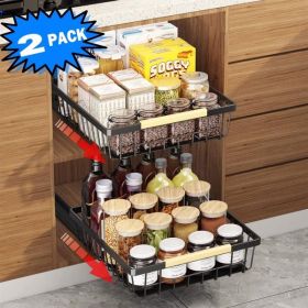 2-pack Container Organizer, Storage Room, Bedroom (Color: Black)