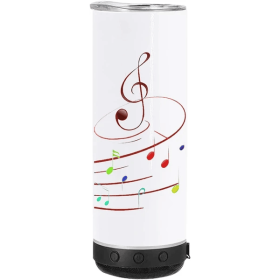 20 oz Sublimation Music Speaker Blank Tumbler Cup With Lid Double Wall Vacuum Insulated Bluetooth Speaker Skinny Straight Tumblers (Option: White And Black)