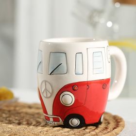 Creative Ceramic Bus Cup Interesting Milk Coffee Mug (capacity: 301-400ml, Color: Red)