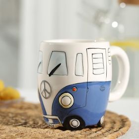 Creative Ceramic Bus Cup Interesting Milk Coffee Mug (capacity: 301-400ml, Color: Blue)