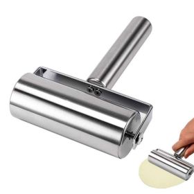 1 pc, Baker Roller, 360 Degree Rolling Baker Roller, Stainless Steel Roller For Baking, Creative Stainless Steel Dough Roller, Non-stick Pastry Roller (Color: Silver-L)