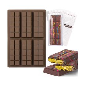 12 Cavities Chocolate Bar Mold Deep with Bags Scraper (Color: Style 1)