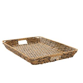 Better Homes & Gardens Beige and Black Resin Rattan Rectangular Serving Tray (size: Single)