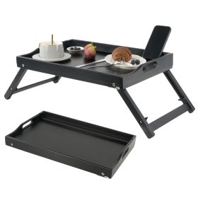 Folding Bamboo Bed Tray Table with Handles, Breakfast Food Serving Tray for Bed, Sofa, Eating, Drawing, or Lap Desk (size: 19.69" x 13" x 12.64")