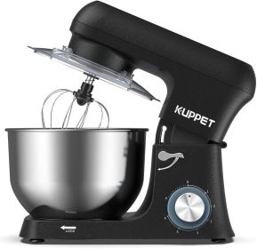 Stand Mixer, Stainless Steel Mixer 6.5-QT, kitchen Mixer 6-Speeds Tilt-Head Food Mixer with Dough Hook, Wire Whip & Flat Beater (Color: Black)