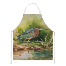 Green Heron Apron Cooking Kitchen Server Baking Crafts Gardening for Adult Women Men, Unisex, Large, Multicolor (Default: Default)