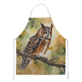 Long-Eared Owl Apron Cooking Kitchen Server Baking Crafts Gardening for Adult Women Men, Unisex, Large, Multicolor (Default: Default)