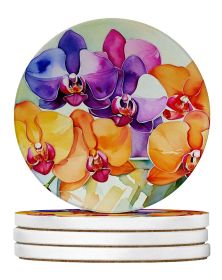 Orchids in Watercolor Large Sandstone Coasters Pack of 4 Absorbent Round Coasters Decor Gifts for Men or Women, 4 in, Multicolor (Default: Default)