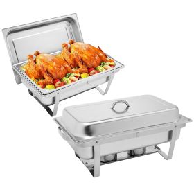 2 pcs Stainless Steel 9L, Buffet Stove Rectangular (Option: Argent)
