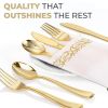 50pcs Gold/Silver Disposable Forks Plastic Tableware Dessert Knives Forks Spoon Cutlery Set Wedding Birthday Party Decor Supply