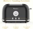 Toaster 2 Slice Retro Toaster Stainless Steel with 6 Bread Shade Settings and Bagel Cancel Defrost Reheat Function