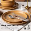 12-Piece Stoneware Dinner Plates Bowls Sets | Microwave & Dishwasher Safe | FDA Certified Non-Toxic Dinner Plates Bowls Set | Stackable Matte Glaze Ki