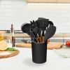 11, pcs Silicone Cooking Utensil Set Heat Resist Wooden Handle Silicone Spatula Turner Ladle Spaghetti Server Tongs
