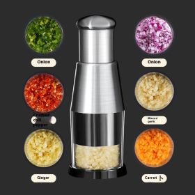Garlic Crusher Onion Chopper Multi peeler Vegetables Chopper Manual Garlic Press Machine Garlic Squeezer Kitchen Gadget (Color: Black)