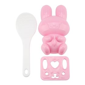 3 pcs Food grade PP Cartoon Rabbit Model Sushi Rice Mold DIY Handicraft Onigiri Make Tool(Pink) (Color: pink)