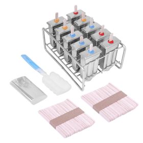 10 Molds Stainless Steel Ice Cream Pop Mold Lolly Popsicle  100 pcs Stick Holder Round head (Option: Round head)