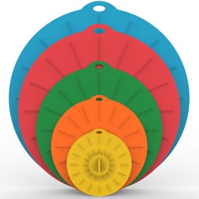 5 pcs Silicone Fresh-keeping Cover; Microwave Oven Heating Cover; Food Dust-proof Splash-proof Bowl Cover Set; Kitchen Supplies (Color: B)