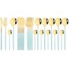 Commercial & Household 24Pcs Dinnerware Set Stainless Steel Flatware Tableware
