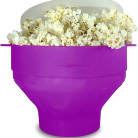 1 pc Collapsible Silicone Microwave Popcorn Popper - Quick and Easy Way to Make Delicious Popcorn at Home (Color: purple)