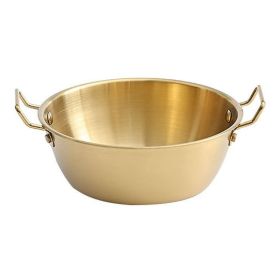 Double Ear Soup Bowl Snack Bowl for Household or Commerial (Type: 13cm, Color: Gold)