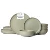 12-Piece Stoneware Dinner Plates Bowls Sets | Microwave & Dishwasher Safe | FDA Certified Non-Toxic Dinner Plates Bowls Set | Stackable Matte Glaze Ki
