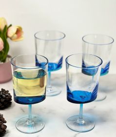 Oval Halo Plastic Wine Glasses Set of 4 (12oz), BPA Free Acrylic Wine Glass Set, Unbreakable Red Wine Glasses, White Wine Glasses (Color: as Pic)