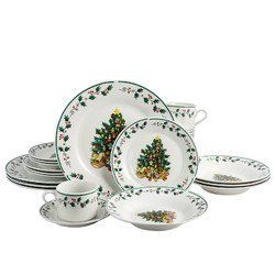 Gibson Home 20 Piece Ceramic Christmas Tree Trimming Dinnerware Set (SKU: 108171.20)